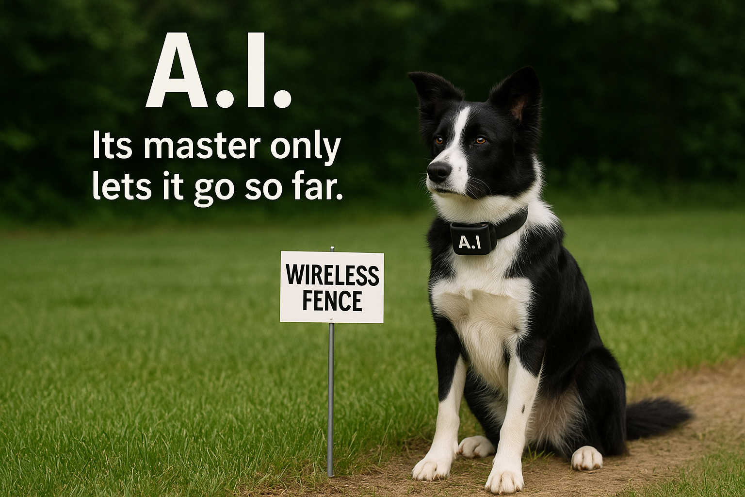 AI, in the form of a border collie, being held at the line.